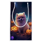 Petit Sac Cadeau Halloween Poméranien Avec La Peur Citrouille (Devant)