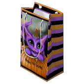 Petit Sac Cadeau Halloween pourpre Kitty barré (Devant Angle)