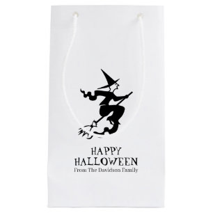 Petit Sac Cadeau Halloween sorcière noir et blanc traitement person