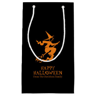Petit Sac Cadeau Halloween sorcière noir orangé traitement person