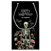 Petit Sac Cadeau Halloween Spooky Skeleton Pink Floral Black (Dos)