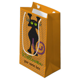 Petit Sac Cadeau HALLOWEEN Trick Or Treat Avec Un Chat Noir
