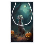 Petit Sac Cadeau Halloween Weimaraner avec la peur Citrouille (Dos)