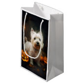 Petit Sac Cadeau Halloween West Highland White Terrier Citrouilles (Devant Angle)