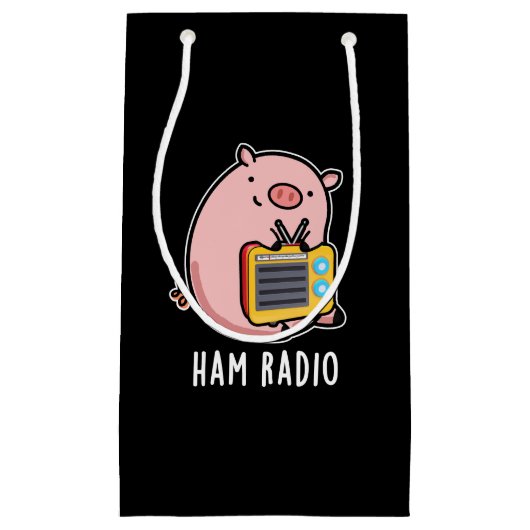 Petit Sac Cadeau Ham Radio Funny Pig Pun Dark BG (Devant)