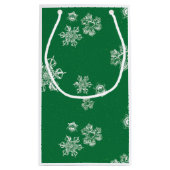 Petit Sac Cadeau Handmade Snowflake Flurries - Bright Green & White (Dos)