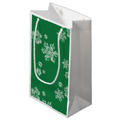 Petit Sac Cadeau Handmade Snowflake Flurries - Bright Green & White (Devant Angle)