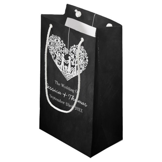 Petit Sac Cadeau Hanging Heart Tree Chalkboard Mariage Collection (Devant Angle)