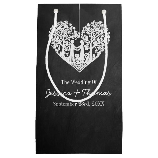 Petit Sac Cadeau Hanging Heart Tree Chalkboard Mariage Collection (Devant)