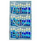 Petit Sac Cadeau Hanoukka bougies avec l'étoile d'or de David (Devant)