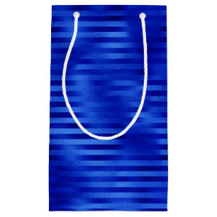 Petit Sac Cadeau Hanoukka rayée Royal Blue Foil