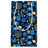 Petit Sac Cadeau Hanoukka Symboles Motif bleu (Devant)