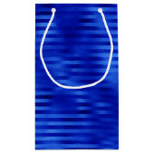 Petit Sac Cadeau Hanukkah bleu royal à rayures en feuille (Dos)