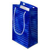 Petit Sac Cadeau Hanukkah bleu royal à rayures en feuille (Devant Angle)