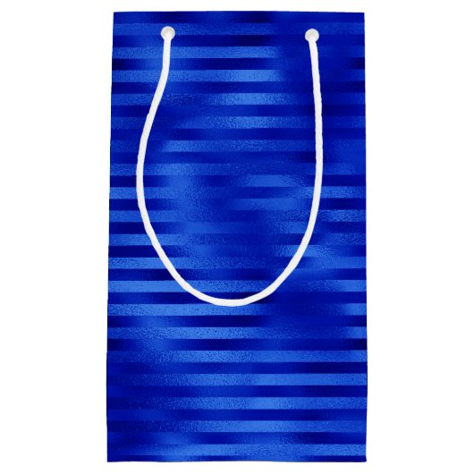 Petit Sac Cadeau Hanukkah bleu royal à rayures en feuille (Devant)