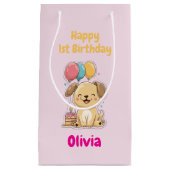 Petit Sac Cadeau Happy 1st Birthday Gift Wrap, Custom Puppy  (Devant)