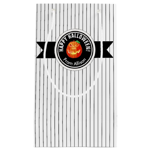 Petit Sac Cadeau Happy Halloween Citrouille ID212 (Devant)