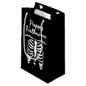 Petit Sac Cadeau Happy Halloween éffrayant squelette cage cadeau sa (Devant Angle)