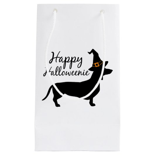 Petit Sac Cadeau Happy Halloweenie Dachshund Chien Halloween Witch  (Devant)