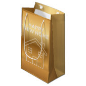 Petit Sac Cadeau Happy New Home - Gold Gradient background  (Devant Angle)