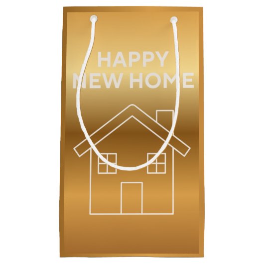 Petit Sac Cadeau Happy New Home - Gold Gradient background  (Devant)