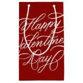 Petit Sac Cadeau Happy Valentines Day Calligraphy Deep Red (Dos)