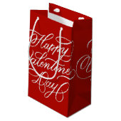 Petit Sac Cadeau Happy Valentines Day Calligraphy Red (Dos Angle)