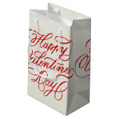 Petit Sac Cadeau Happy Valentines Day Elegant Red Calligraphy (Dos Angle)
