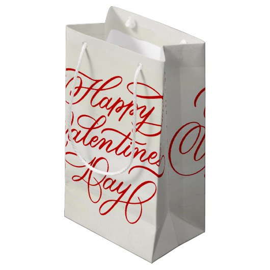 Petit Sac Cadeau Happy Valentines Day Elegant Red Calligraphy (Devant Angle)