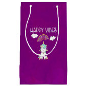 Petit Sac Cadeau Happy Vibes Typographie mignonne souriant Unicorn (Devant)