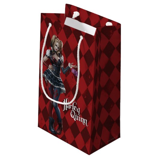 Petit Sac Cadeau Harley Quinn avec des dés flous (Dos Angle)