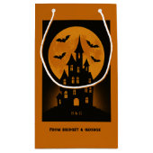 Petit Sac Cadeau Haunted House Moon Bats Halloween fête (Dos)