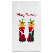 Petit Sac Cadeau Haut talons rouges avec cloches de Noël (Devant)