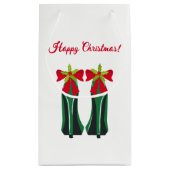 Petit Sac Cadeau Haut talons verts avec les vaches de Noël (Dos)