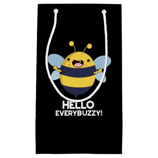 Petit Sac Cadeau Hello Everybuzzy Funny Bee Pun Dark BG (Devant)