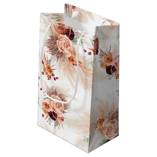 Petit Sac Cadeau Herbe des Pampas et Fleurs en Terracotta pour une  (Dos Angle)