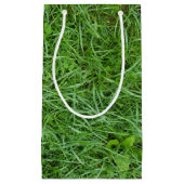 Petit Sac Cadeau herbe verte humide et trèfle (Devant)