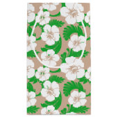 Petit Sac Cadeau Hibiscus hawaïen tropical Khaki beige (Dos)