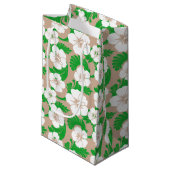 Petit Sac Cadeau Hibiscus hawaïen tropical Khaki beige (Devant Angle)