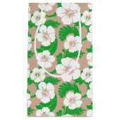 Petit Sac Cadeau Hibiscus hawaïen tropical Khaki beige (Devant)