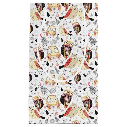 Petit Sac Cadeau Hibou drôle de texture (Devant)