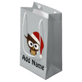 Petit Sac Cadeau Hibou fâché utilisant le casquette de Père Noël (Devant Angle)