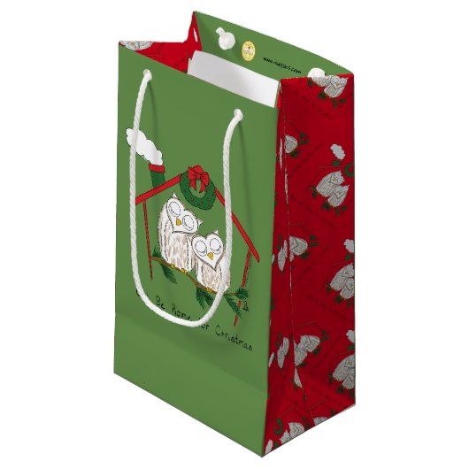 Petit Sac Cadeau Hibou Noël mignon Enfants (Devant Angle)