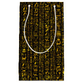 Petit Sac Cadeau Hiéroglyphes égyptiens antique or noir (Devant)