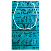 Petit Sac Cadeau Hiéroglyphes égyptiens antiques bleu (Dos)
