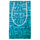Petit Sac Cadeau Hiéroglyphes égyptiens antiques bleu (Devant)