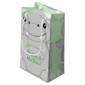 Petit Sac Cadeau Hippo Baby shower vert (Dos Angle)