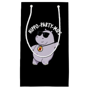 Petit Sac Cadeau Hippo-party-mus Funny Animal Hippo Pun Dark BG