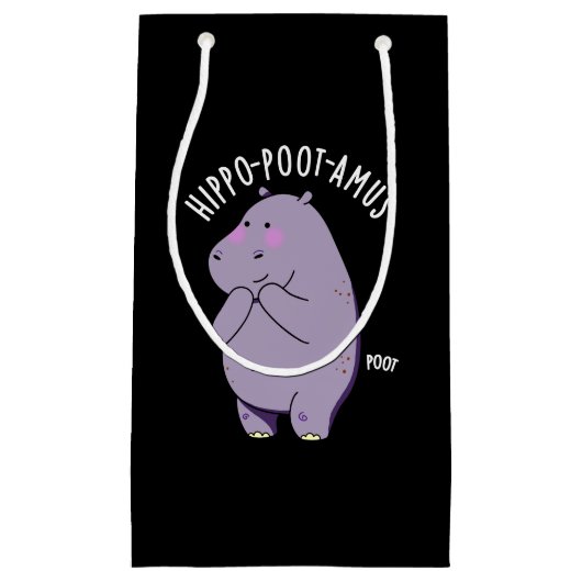Petit Sac Cadeau Hippo-poot-amus Drôle Farting Hippo Pun Dark BG (Devant)