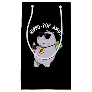 Petit Sac Cadeau Hippo-pop-amus Funny Hippo Soda Pun Pop Dark BG
